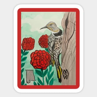 Alabama state bird and flower, the yellowhammer and camellia Sticker
